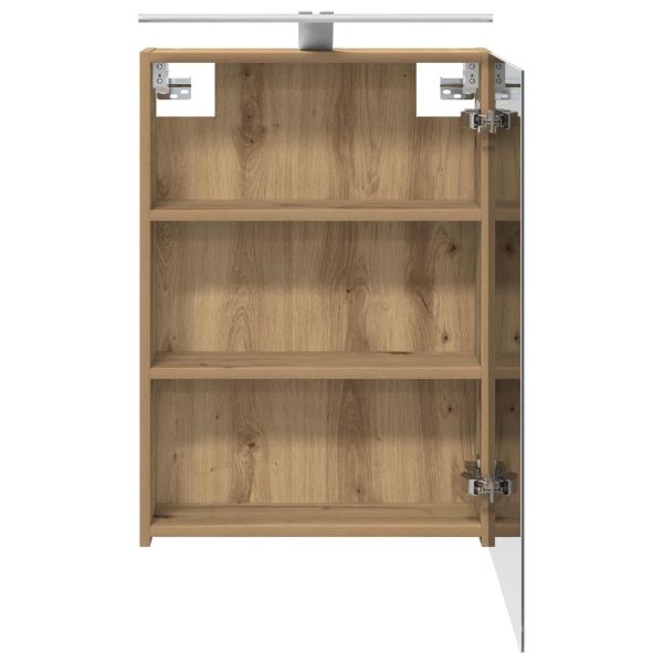Шкаф с огледало за баня с рафт Дъб Артизан 50 x 14,5 x 70 см