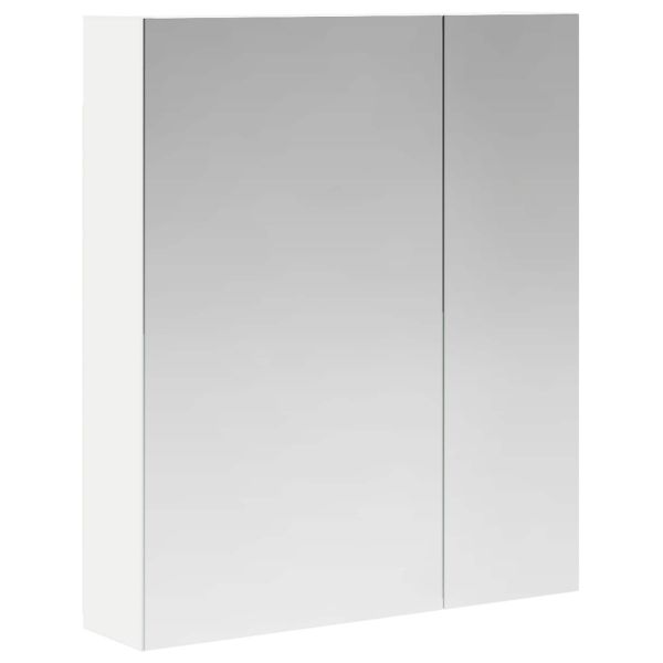 Шкаф с огледало за баня Бяло 60 x 14,5 x 70 см Инженерно дърво