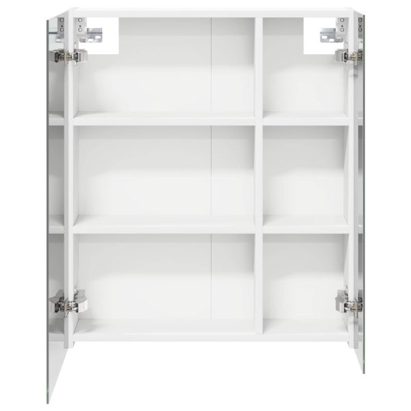 Шкаф с огледало за баня Бяло 60 x 14,5 x 70 см Инженерно дърво