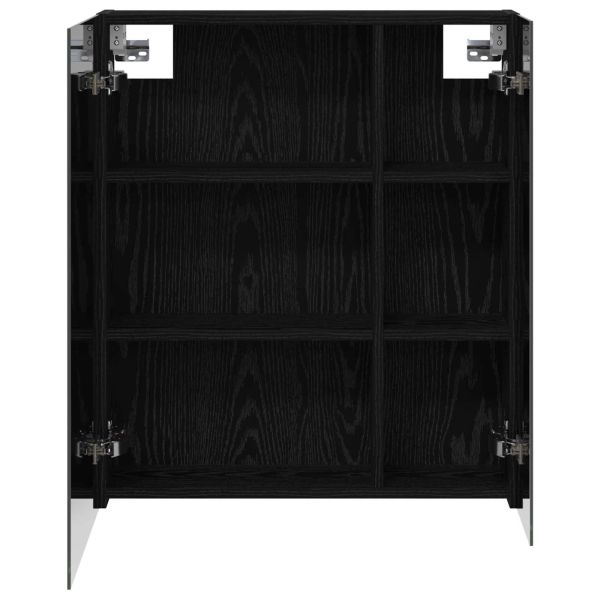 Шкаф с огледало за баня с рафт Черния дъб 60 x 14,5 x 70 см