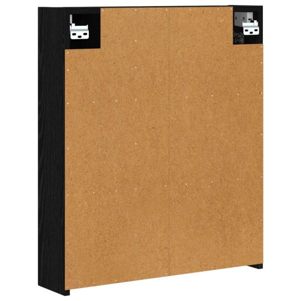Шкаф с огледало за баня с рафт Черния дъб 60 x 14,5 x 70 см