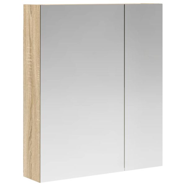 Шкаф с огледало за баня с рафт Сонома дъб 60 x 14,5 x 70 см