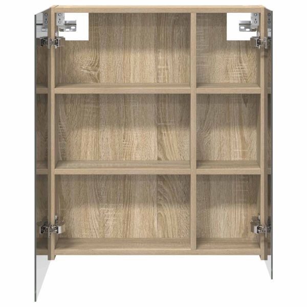 Шкаф с огледало за баня с рафт Сонома дъб 60 x 14,5 x 70 см