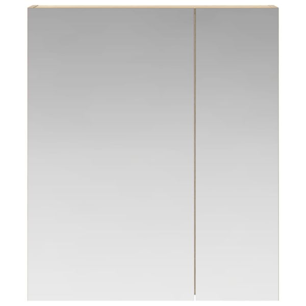 Шкаф с огледало за баня с рафт Сонома дъб 60 x 14,5 x 70 см