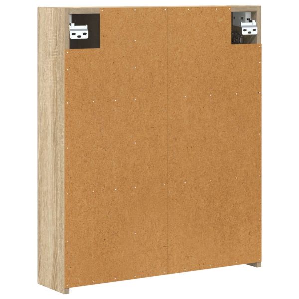 Шкаф с огледало за баня с рафт Сонома дъб 60 x 14,5 x 70 см