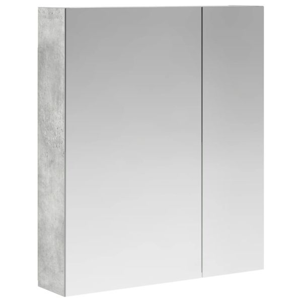 Шкаф с огледало за баня с рафт Циментено сиво 60 x 14,5 x 70 см