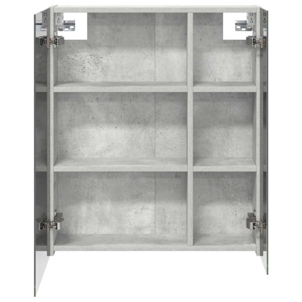 Шкаф с огледало за баня с рафт Циментено сиво 60 x 14,5 x 70 см
