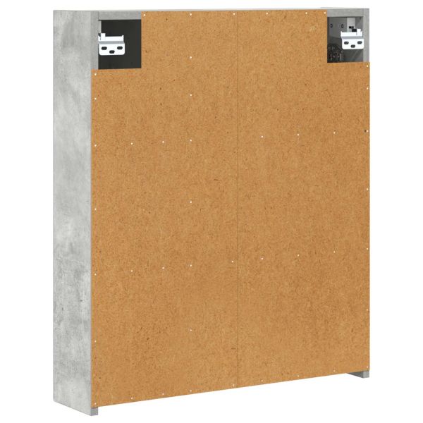 Шкаф с огледало за баня с рафт Циментено сиво 60 x 14,5 x 70 см