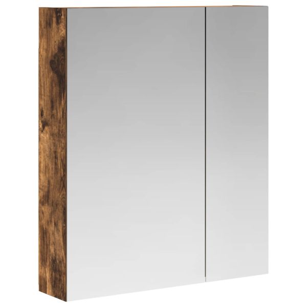 Шкаф с огледало за баня с рафт Димян дъб 60 x 14,5 x 70 см