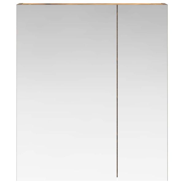Шкаф с огледало за баня с рафт Димян дъб 60 x 14,5 x 70 см