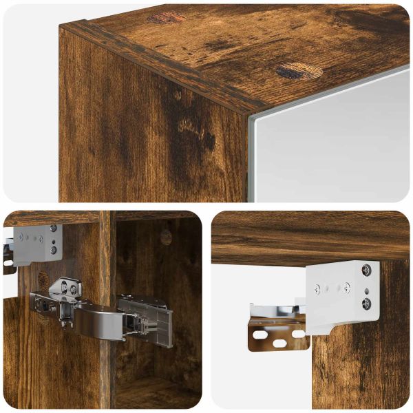 Шкаф с огледало за баня с рафт Димян дъб 60 x 14,5 x 70 см