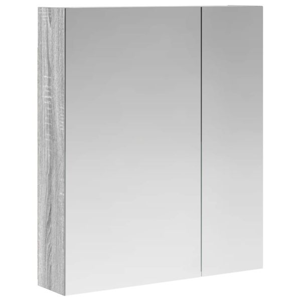 Шкаф с огледало за баня с рафт Сив Сонома 60 x 14,5 x 70 см