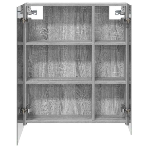 Шкаф с огледало за баня с рафт Сив Сонома 60 x 14,5 x 70 см