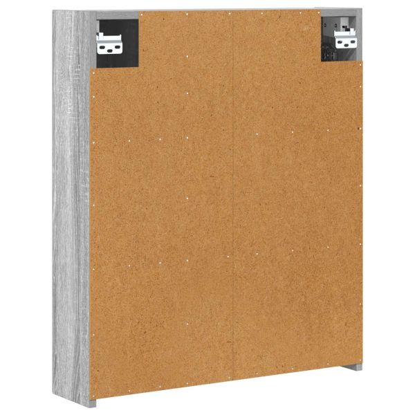 Шкаф с огледало за баня с рафт Сив Сонома 60 x 14,5 x 70 см