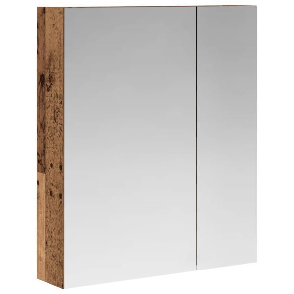 Шкаф с огледало за баня с рафт Старо дърво 60 x 14,5 x 70 см