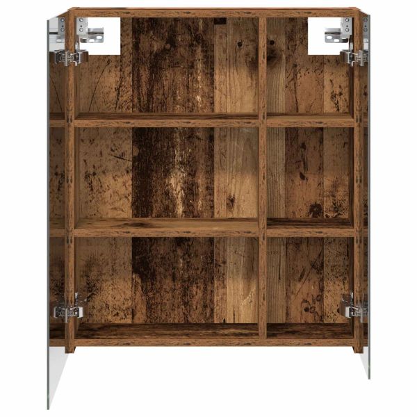 Шкаф с огледало за баня с рафт Старо дърво 60 x 14,5 x 70 см