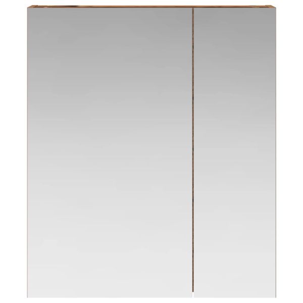 Шкаф с огледало за баня с рафт Старо дърво 60 x 14,5 x 70 см