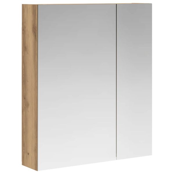 Шкаф с огледало за баня с рафт Дъб Артизан 60 x 14,5 x 70 см