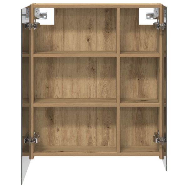 Шкаф с огледало за баня с рафт Дъб Артизан 60 x 14,5 x 70 см