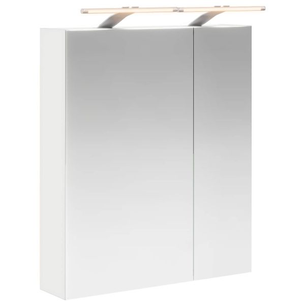 Шкаф с огледало за баня Бяло 60 x 14,5 x 70 см Инженерно дърво
