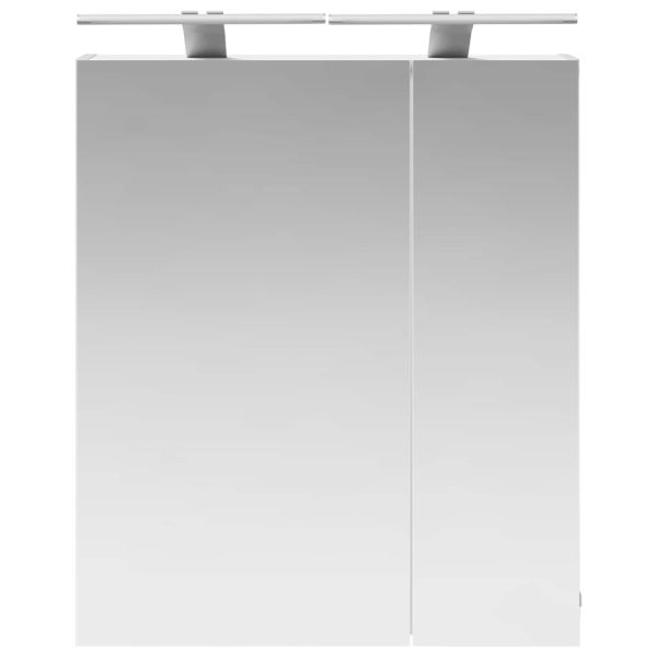 Шкаф с огледало за баня Бяло 60 x 14,5 x 70 см Инженерно дърво