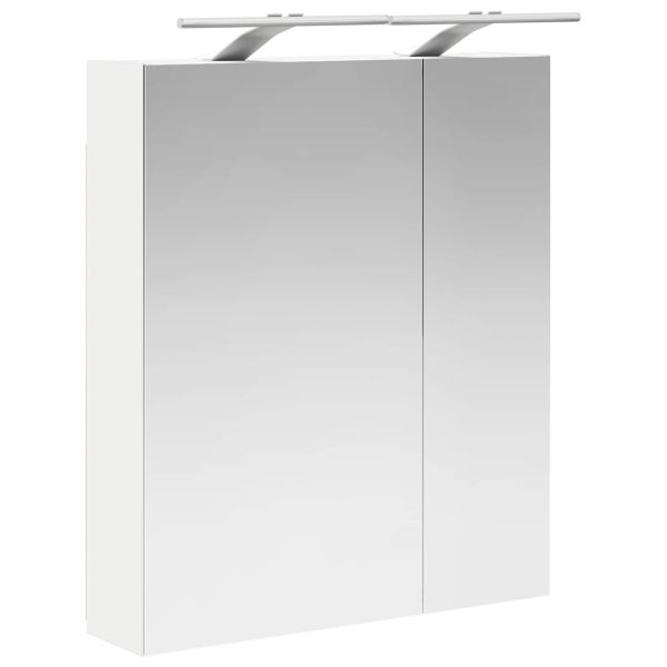 Шкаф с огледало за баня Бяло 60 x 14,5 x 70 см Инженерно дърво