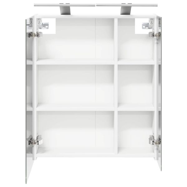 Шкаф с огледало за баня Бяло 60 x 14,5 x 70 см Инженерно дърво
