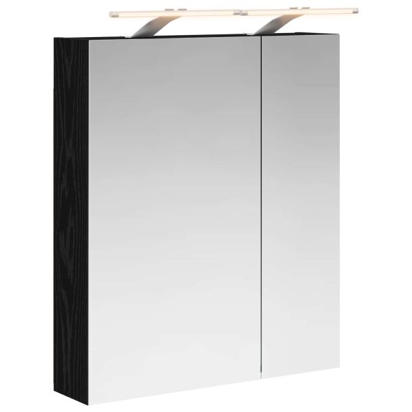 Шкаф с огледало за баня с рафт Черния дъб 60 x 14,5 x 70 см