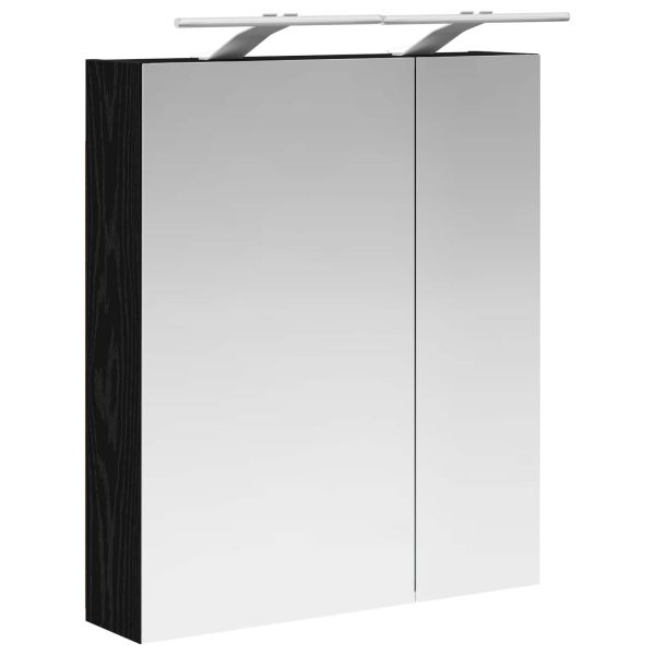 Шкаф с огледало за баня с рафт Черния дъб 60 x 14,5 x 70 см