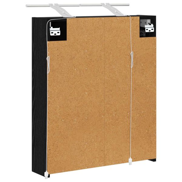 Шкаф с огледало за баня с рафт Черния дъб 60 x 14,5 x 70 см