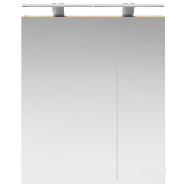 Шкаф с огледало за баня с рафт Сонома дъб 60 x 14,5 x 70 см