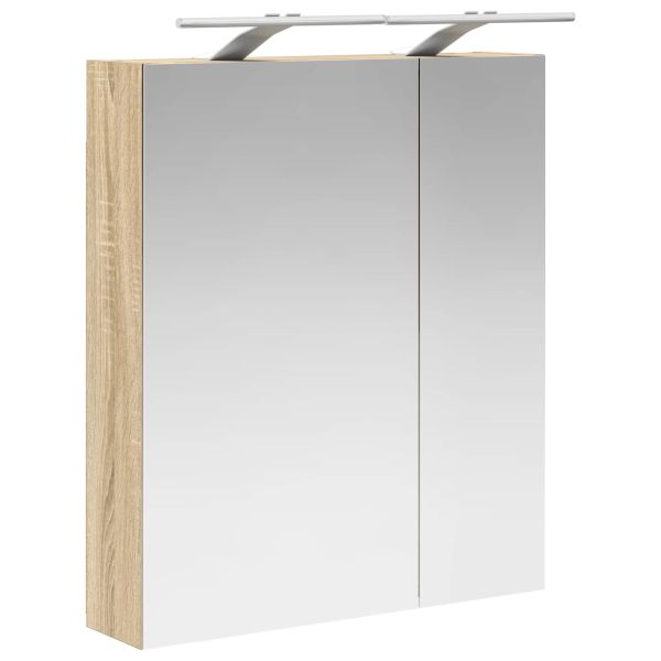 Шкаф с огледало за баня с рафт Сонома дъб 60 x 14,5 x 70 см