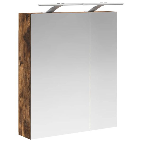 Шкаф с огледало за баня с рафт Димян дъб 60 x 14,5 x 70 см