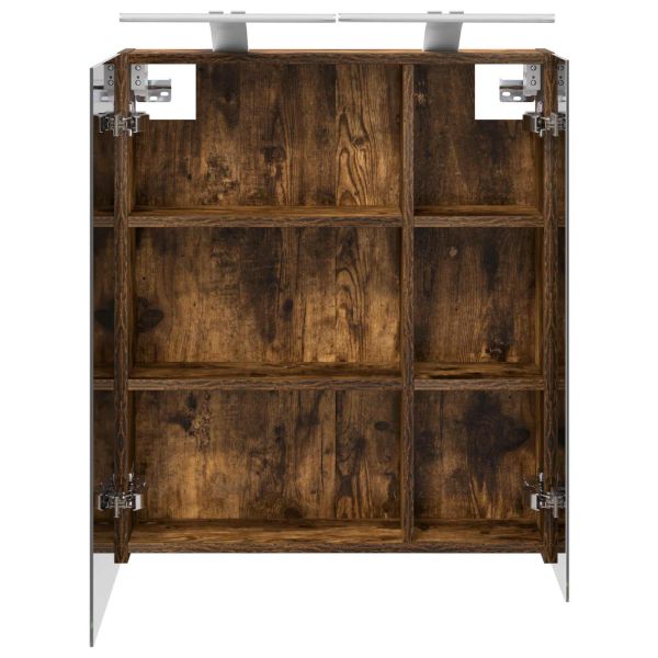 Шкаф с огледало за баня с рафт Димян дъб 60 x 14,5 x 70 см