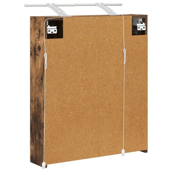 Шкаф с огледало за баня с рафт Димян дъб 60 x 14,5 x 70 см