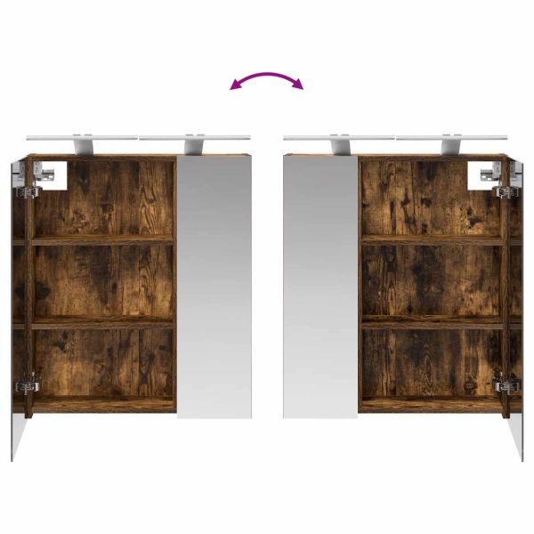 Шкаф с огледало за баня с рафт Димян дъб 60 x 14,5 x 70 см