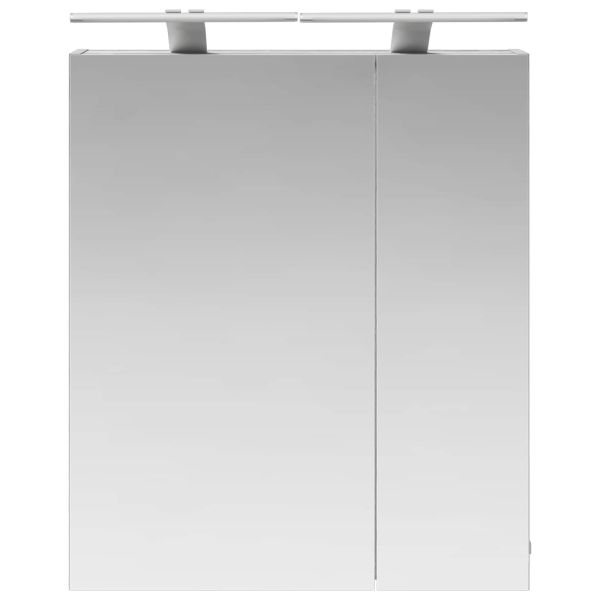 Шкаф с огледало за баня с рафт Сив Сонома 60 x 14,5 x 70 см