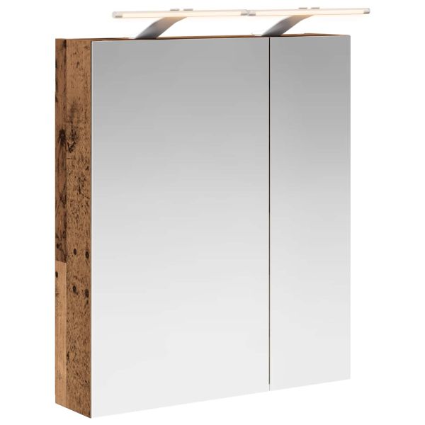 Шкаф с огледало за баня с рафт Старо дърво 60 x 14,5 x 70 см