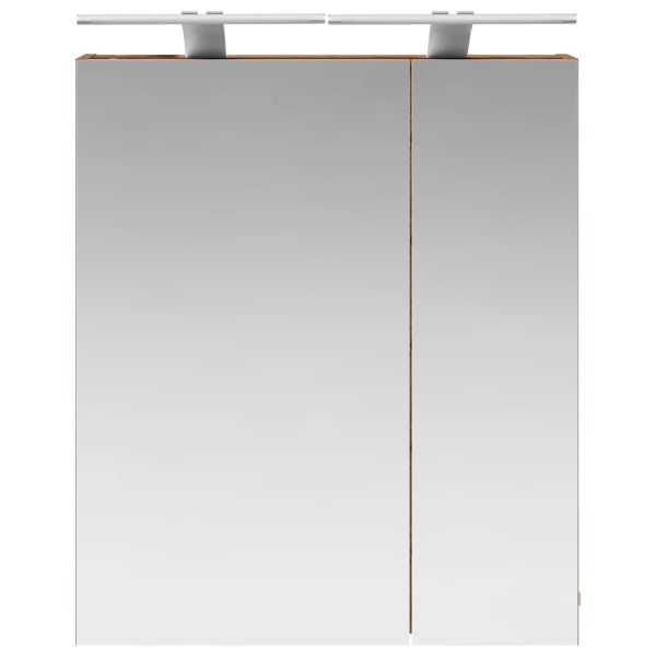 Шкаф с огледало за баня с рафт Старо дърво 60 x 14,5 x 70 см