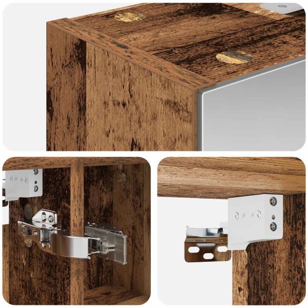 Шкаф с огледало за баня с рафт Старо дърво 60 x 14,5 x 70 см