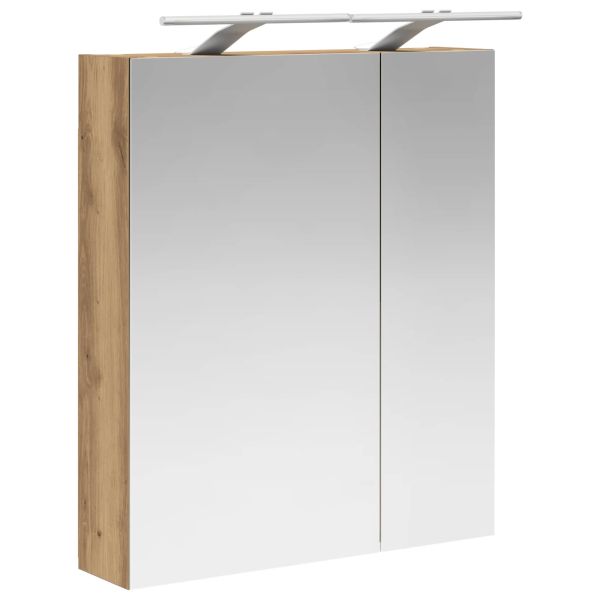 Шкаф с огледало за баня с рафт Дъб Артизан 60 x 14,5 x 70 см