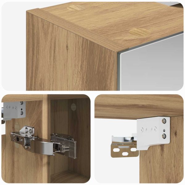 Шкаф с огледало за баня с рафт Дъб Артизан 60 x 14,5 x 70 см