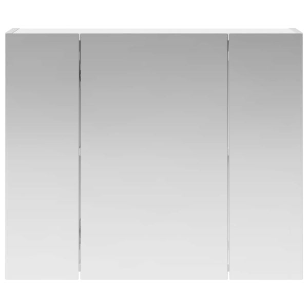 Шкаф с огледало за баня Бяло 60 x 14,5 x 50 см Инженерно дърво