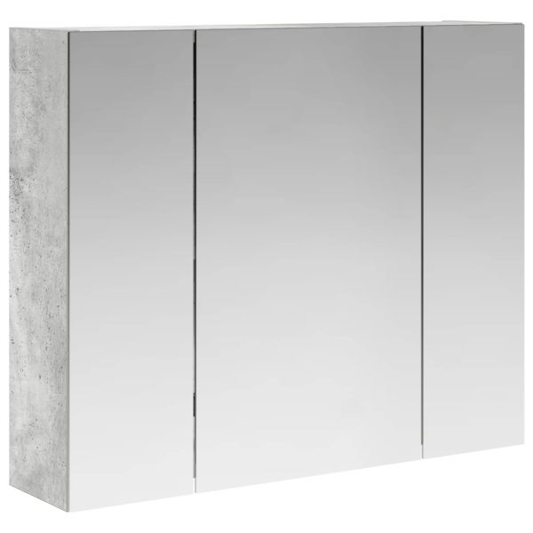 Шкаф с огледало за баня Циментено сиво 60 x 14,5 x 50 см