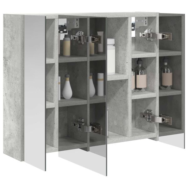 Шкаф с огледало за баня Циментено сиво 60 x 14,5 x 50 см