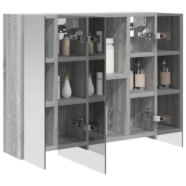Шкаф с огледало за баня Сив Сонома 60 x 14,5 x 50 см