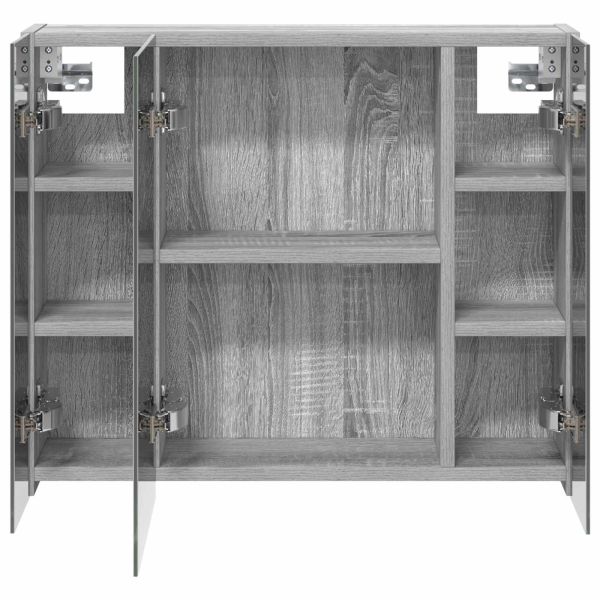 Шкаф с огледало за баня Сив Сонома 60 x 14,5 x 50 см