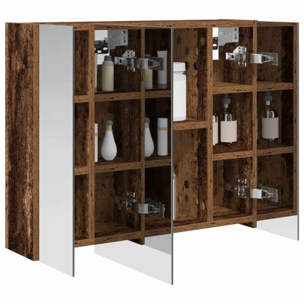 Шкаф с огледало за баня Старо дърво 60 x 14,5 x 50 см