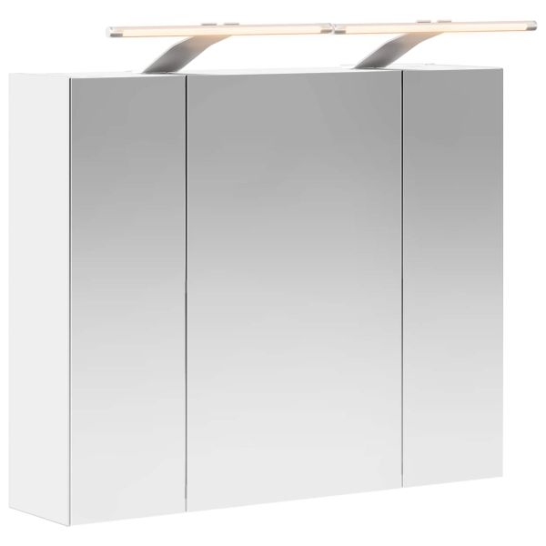 Шкаф с огледало за баня Бяло 60 x 14,5 x 50 см Инженерно дърво