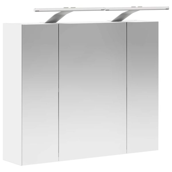 Шкаф с огледало за баня Бяло 60 x 14,5 x 50 см Инженерно дърво